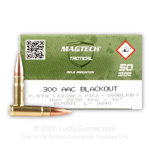 300 AAC Blackout - 123 Grain FMJ - Magtech First Defense - 50 Rounds
