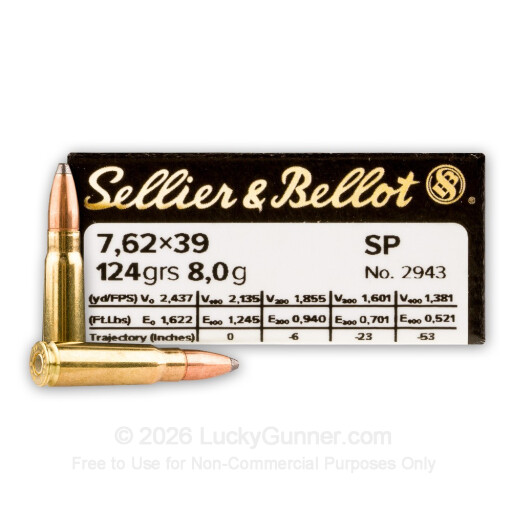 7.62x39mm - 124 Grain SP - Sellier & Bellot - 600 Rounds
