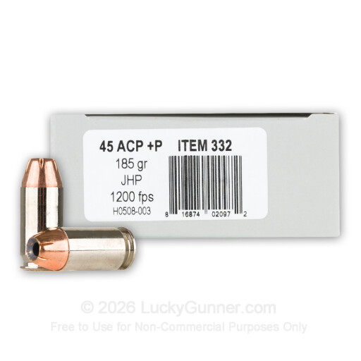 45 ACP - +P 185 Grain JHP - Underwood - 20 Rounds