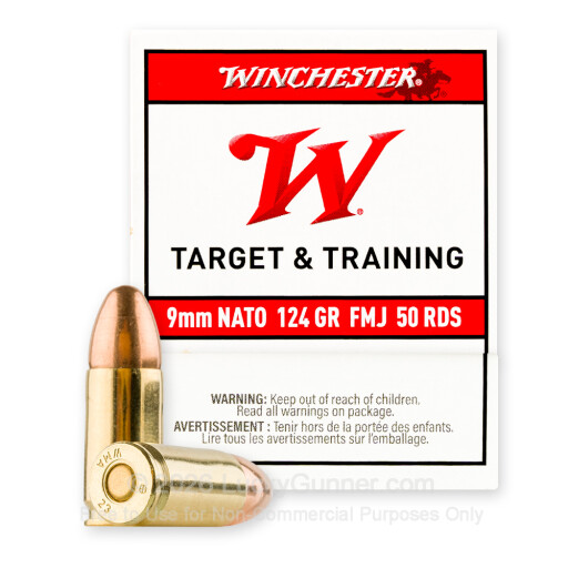 9mm NATO - 124 Grain FMJ - Winchester USA - 50 Rounds