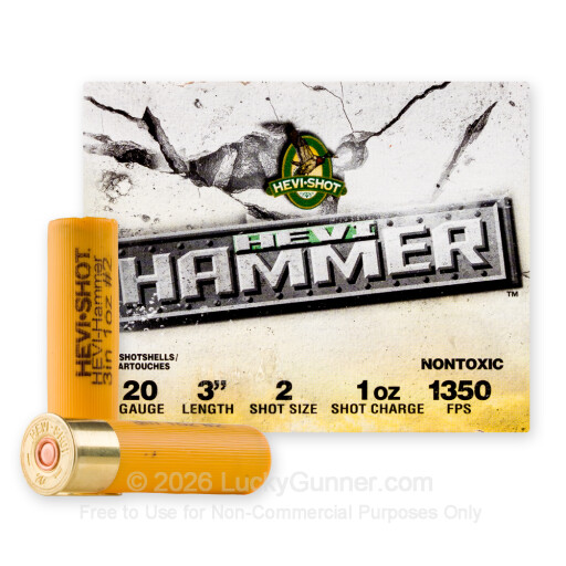 20 Gauge - 3" 1oz. #2 Steel/Bismuth Shot - Hevi-Hammer - 25 Rounds