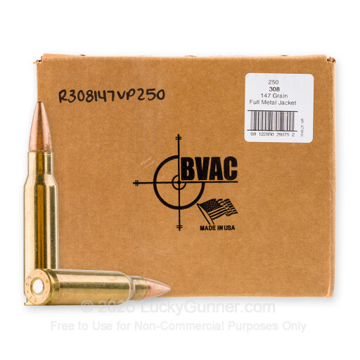 308 - 147 Grain FMJ - BVAC Remanufactured - 250 Rounds