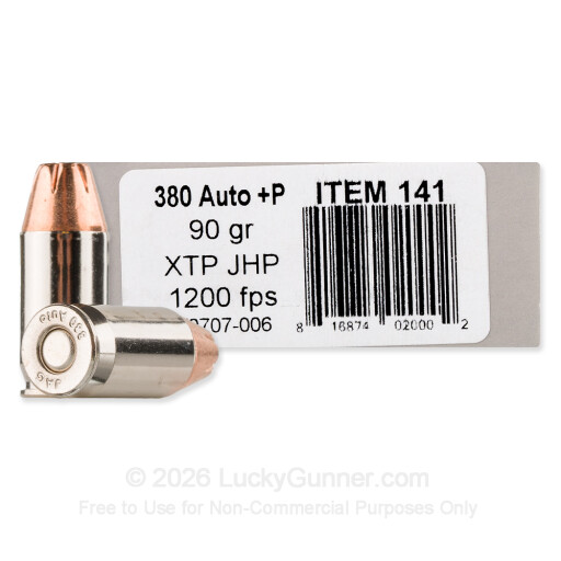 380 Auto - +P 90 Grain XTP JHP - Underwood - 20 Rounds