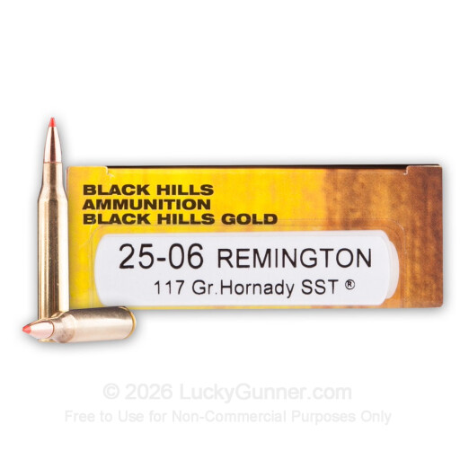 25-06 Rem - 117 Grain Hornady SST - Black Hills Gold - 20 Rounds