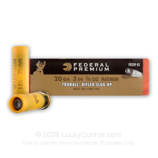 20 Gauge - 3" 3/4 oz. Truball Rifled Slug HP - Federal Premium - 5 Rounds