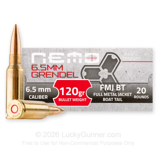 6.5 Grendel - 120 Grain FMJBT - Nemo Arms - 20 Rounds