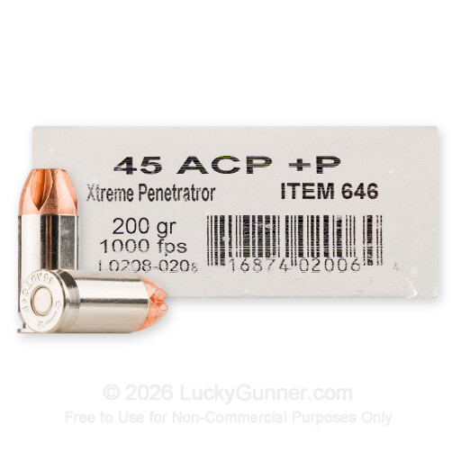 45 ACP - +P 200 Grain Xtreme Penetrator - Underwood - 20 Rounds