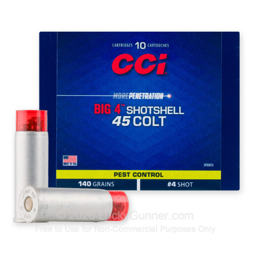45 Long Colt - 140 Grain #4 Shot - CCI Pest Control Big 4 - 10 Rounds