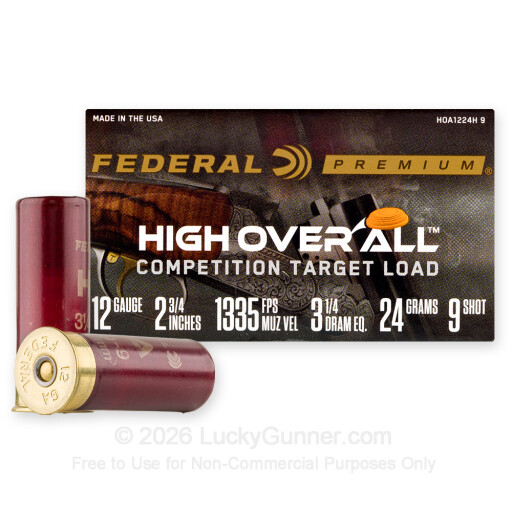 12 Gauge - 2-3/4" 7/8oz. #9 Shot - Federal High Over All - 25 Rounds