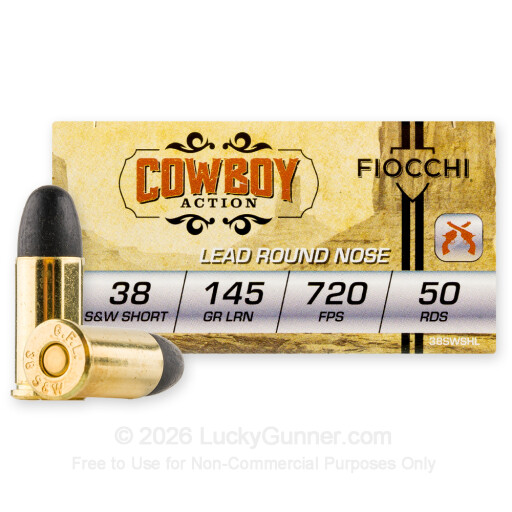 38 S&W - 145 Grain LRN - Fiocchi - 50 Rounds