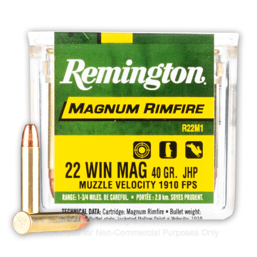 22 WMR - 40 Grain JHP - Remington Magnum Rimfire - 50 Rounds