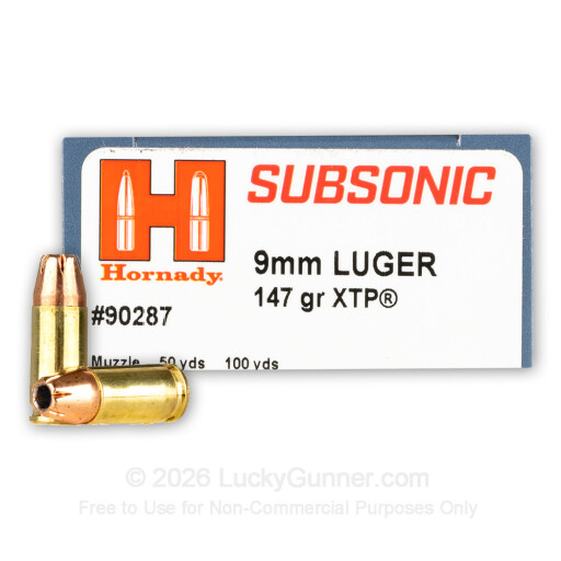 9mm - 147 Grain JHP XTP - Hornady Subsonic - 25 Rounds