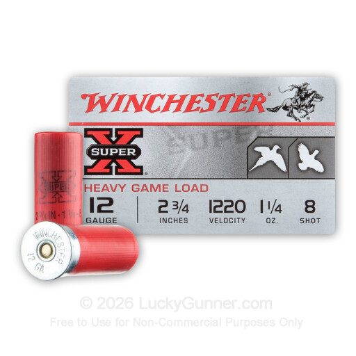 12 Gauge - 2-3/4" 1-1/4 oz. #8 Shot - Winchester Super-X Field & Game - 25 Rounds