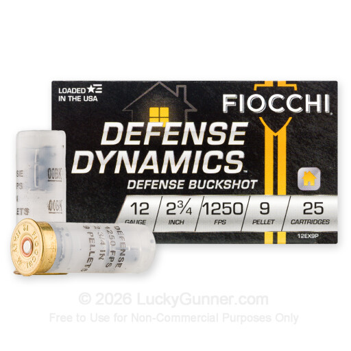12 Gauge - 2-3/4" 9 Pellets #1 Buckshot - Fiocchi - 250 Rounds