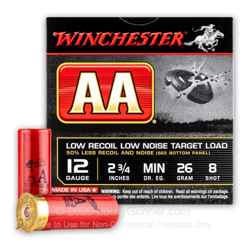12 ga - 2-3/4" Lead Shot Low Recoil Target Load - 7/8 oz - #8 - Winchester AA - 25 Rounds
