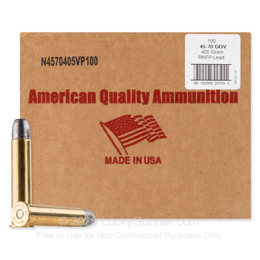 45-70 Government - 405 Grain RNFP - American Quality Ammunition - 100 Rounds