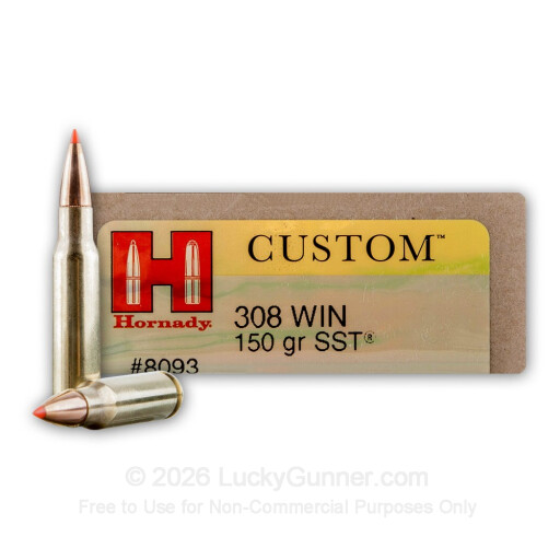 308 - 150 Grain SST - Hornady Custom - 20 Rounds