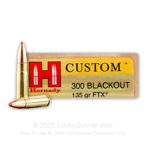 300 AAC Blackout - 135 Grain FTX - Hornady Custom - 200 Rounds