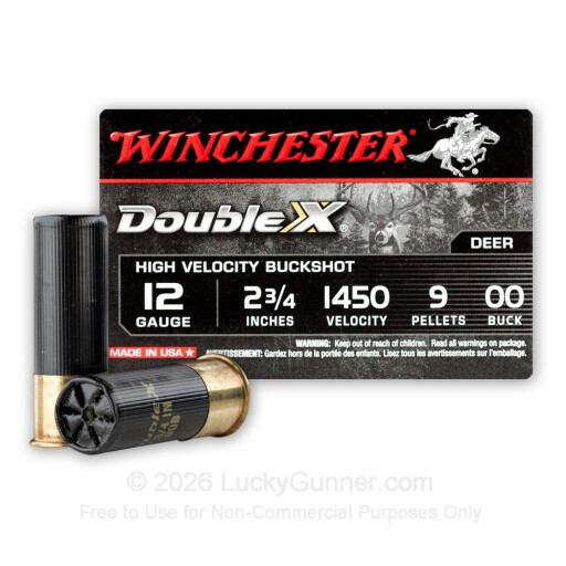 12 Gauge - 2-3/4" 00 Buck - Winchester Double-X - 5 Rounds