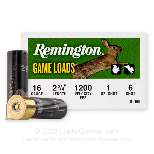 16 Gauge - 2-3/4" 1oz. #6 Shot - Remington Game Loads - 25 Rounds