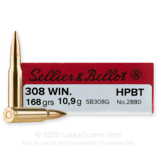 308 - 168 Grain HPBT - Sellier & Bellot Match - 20 Rounds