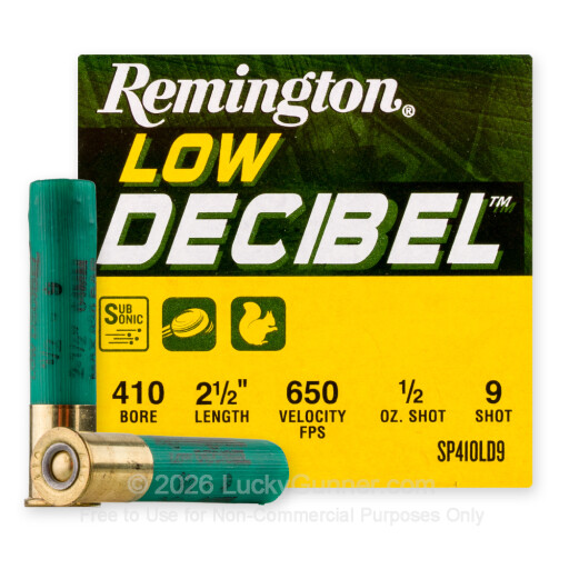 410 Bore - 2-1/2" 1/2oz. #9 Shot - Remington Low Decibel - 25 Rounds