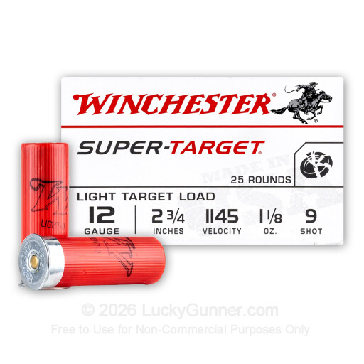 12 Gauge - 2-3/4" 1-1/8oz. #9 Shot - Winchester Super Target - 25 Rounds