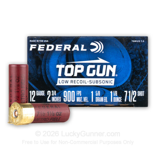 12 Gauge - 2-3/4" 1-1/8oz. #7.5 Shot - Federal Top Gun Subsonic - 25 Rounds