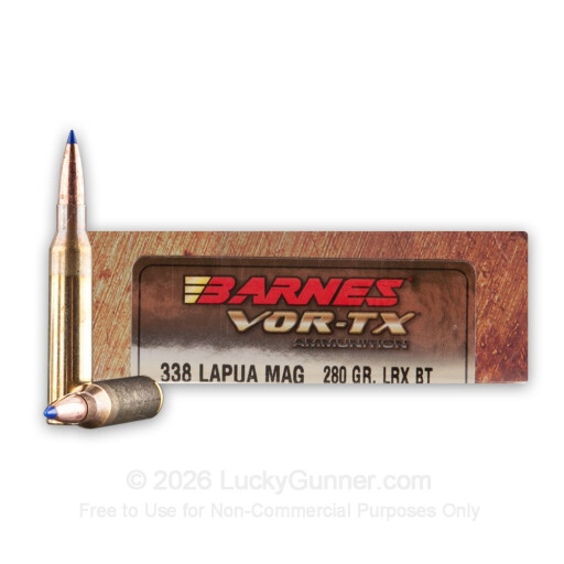 338 Lapua Mag - 280 Grain LRX BT - Barnes VOR-TX - 20 Rounds