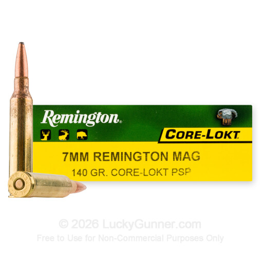 7mm Rem Mag - 140 Grain PSP - Remington Core-Lokt - 20 Rounds