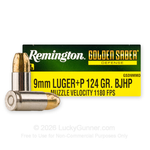 9mm - +P 124 Grain BJHP - Remington Golden Saber - 20 Rounds