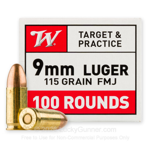 9mm - 115 Grain FMJ - Winchester - 1000 Rounds