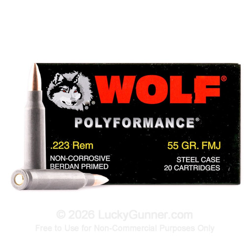 223 Rem - 55 Grain FMJ - Wolf WPA Polyformance - 20 Rounds