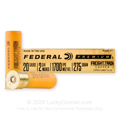 20 Gauge - 2-3/4" 275 Grain Sabot Slug - Federal Freight Train Copper - 5 Rounds