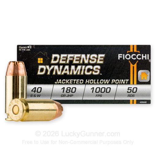 40 S&W - 180 Grain JHP - Fiocchi - 50 Rounds