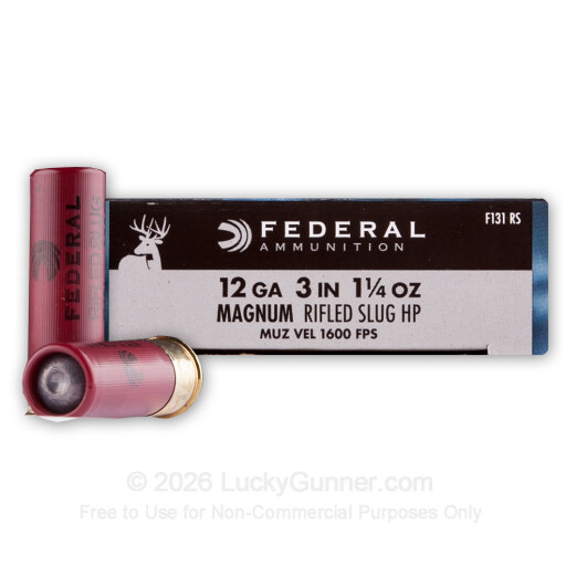 12 ga - 3" 1-1/4 oz HP Rifled Slug - Federal Power-Shok - 5 Rounds