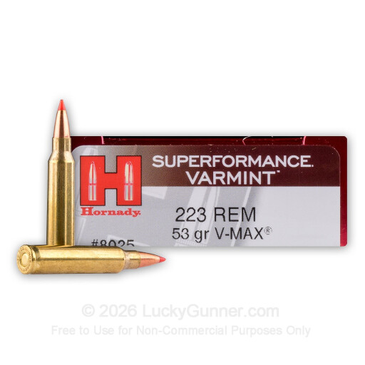 223 Rem - 53 Grain V-Max Polymer Tip - Hornady Superformance - 200 Rounds