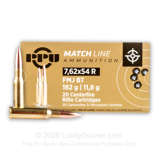 7.62x54r - 182 Grain FMJ Match - Prvi Partizan - 20 Rounds