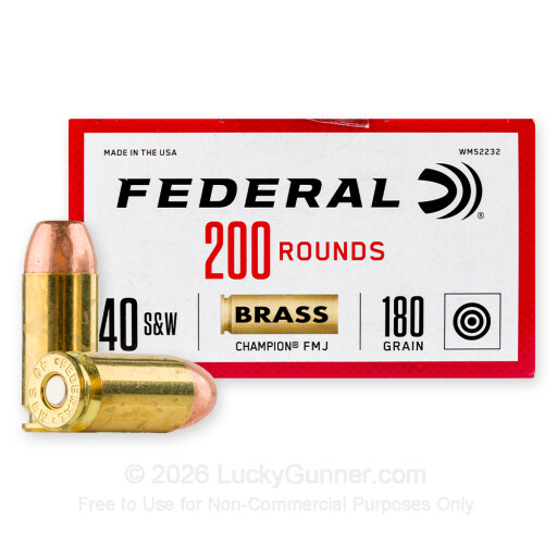 40 S&W - 180 Grain FMJ - Federal Champion - 1000 Rounds