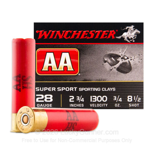 28 Gauge - 2-3/4" 3/4 oz. #8.5 Shot - Winchester AA Sporting Clays - 25 Rounds