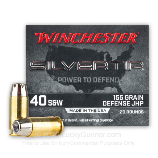 40 S&W - 155 Grain JHP - Winchester Silvertip - 20 Rounds