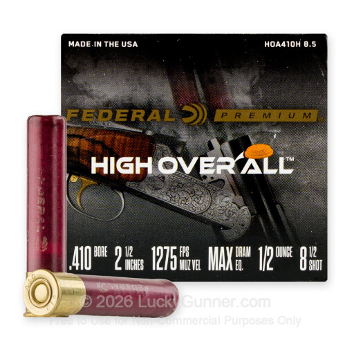 410 Bore - 2-1/2" 1/2oz. #8.5 Shot - Federal High Over All - 25 Rounds