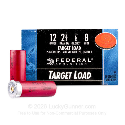 12 ga - 2-3/4" Lead Shot Target Load - 7/8 oz - #8 - Federal Top Gun - 25 Rounds