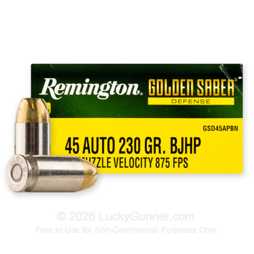 45 ACP - 230 Grain BJHP - Remington Golden Saber Defense - 20 Rounds