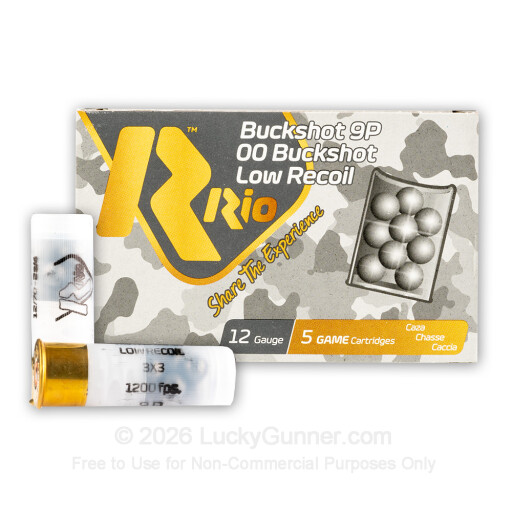 12 Gauge - 2-3/4" 00 Buck - Low Recoil - Rio - 5 Rounds