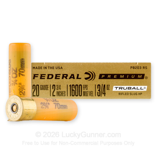 20 Gauge - 2-3/4" 3/4 oz. Rifled Slug - Federal Premium - 250 Rounds