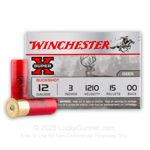 12 Gauge - 3" - 00 Buck - 15P - Winchester Super-X - 5 Rounds