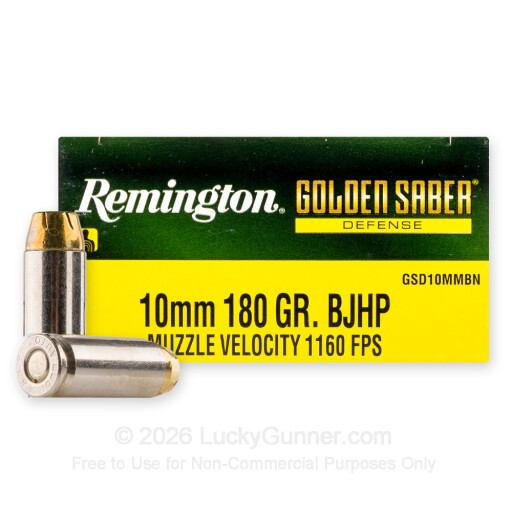 10mm Auto - 180 Grain BJHP - Remington Golden Saber Defense - 20 Rounds
