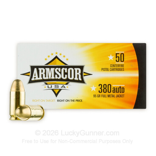 380 Auto - 95 Grain FMJ - Armscor USA - 1000 Rounds