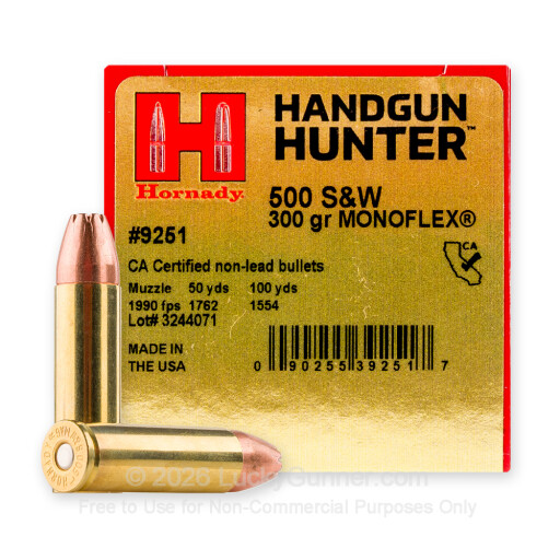 500 S&W Magnum - 300 Grain MonoFlex - Hornady Handgun Hunter - 20 Rounds